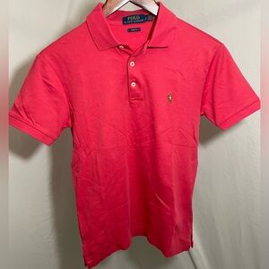 Men’s Ralph Lauren Collard Jersey Shirt Salmon Pink Small